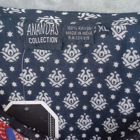 Anandas Collection Boho Tunic Dress XL Multi Color Tribal Hippie Cover Up Beach - Picture 4 of 12